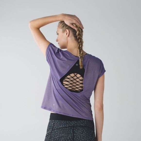 Lululemon sweaty or not crop tee purple size 2 - Picture 2 of 6